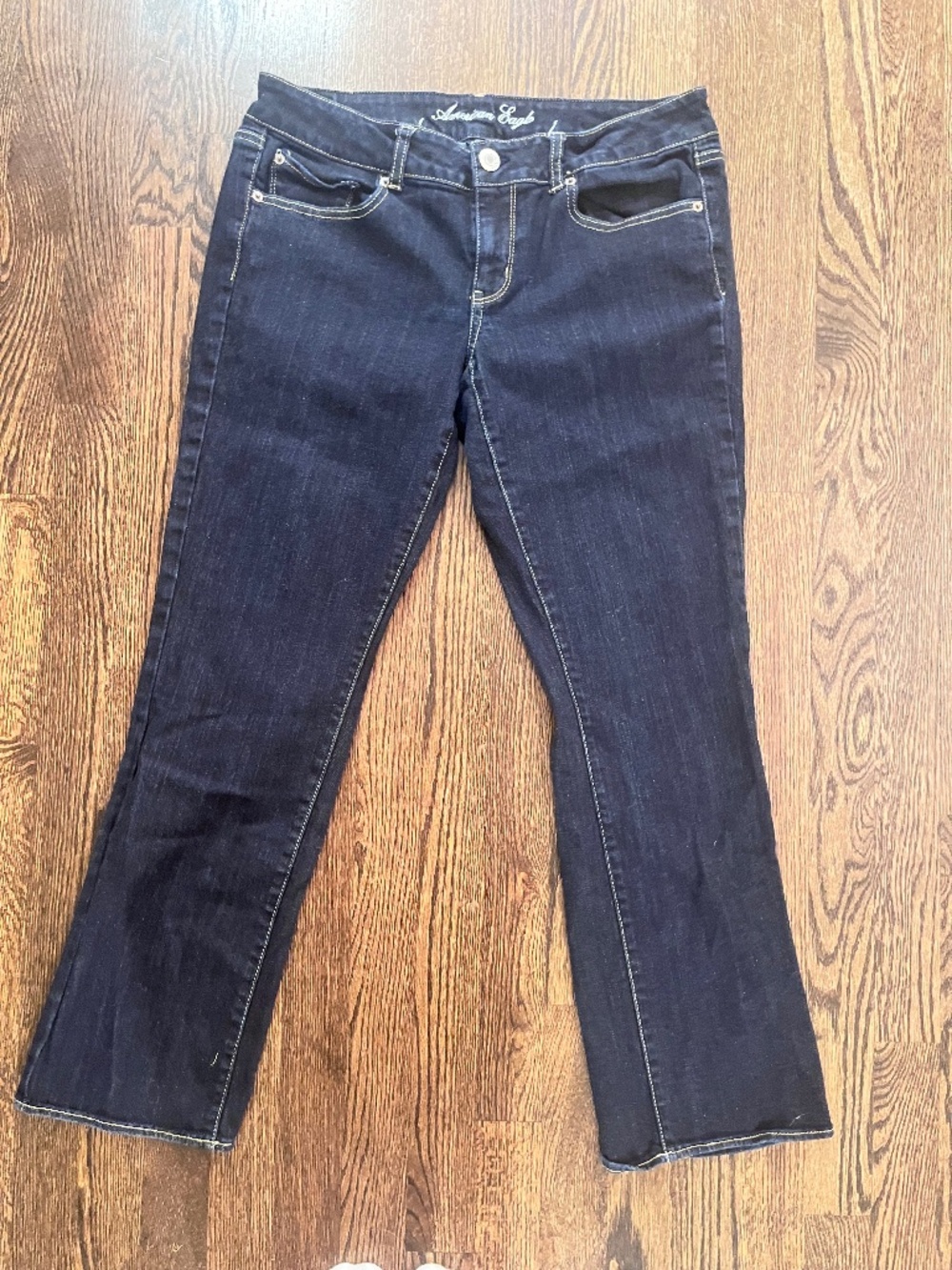 American Eagle Dark Wash Low-Rise Kick Bootcut Jeans - Size 12